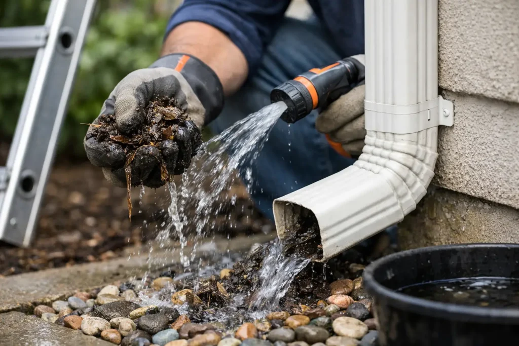 How to Clean Clogged Downspouts Safely