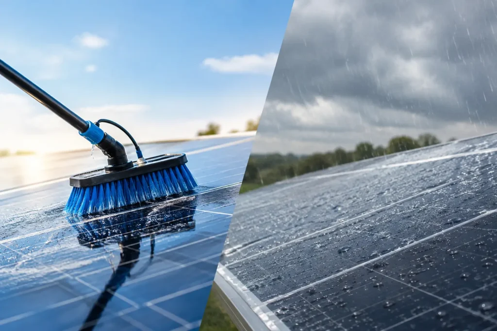Solar Cleaning Versus Rainfall: Which Works?